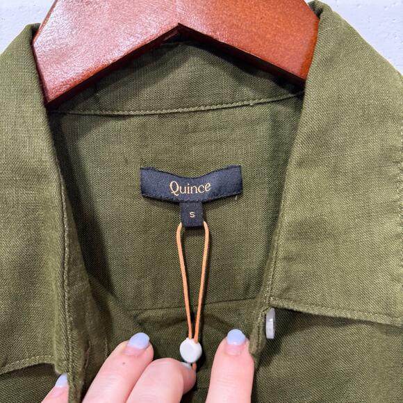 Quince NWT 100% European Linen Long Sleeve Shirt Martini Olive Green Womens Sml - Picture 8 of 13